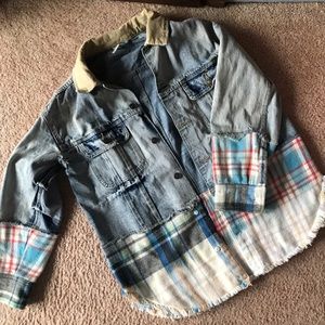 FREE PEOPLE denim and flannel jacket